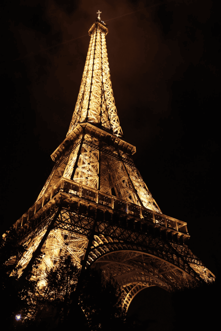 Eiffel Tower at night.